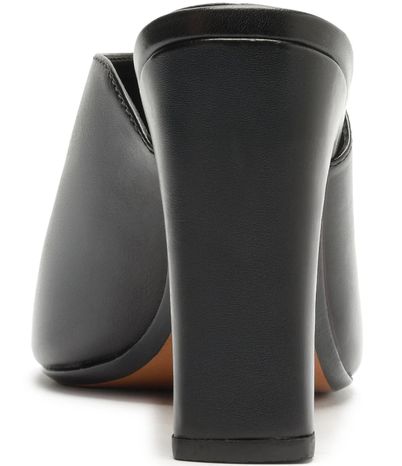 Schutz Esme Leather Block Heel Dress Slide Sandals