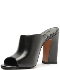 Schutz Esme Leather Block Heel Dress Slide Sandals