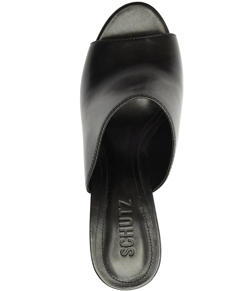 Schutz Esme Leather Block Heel Dress Slide Sandals