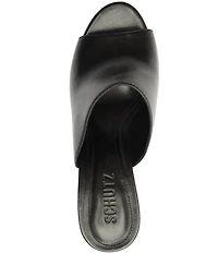 Schutz Esme Leather Block Heel Dress Slide Sandals
