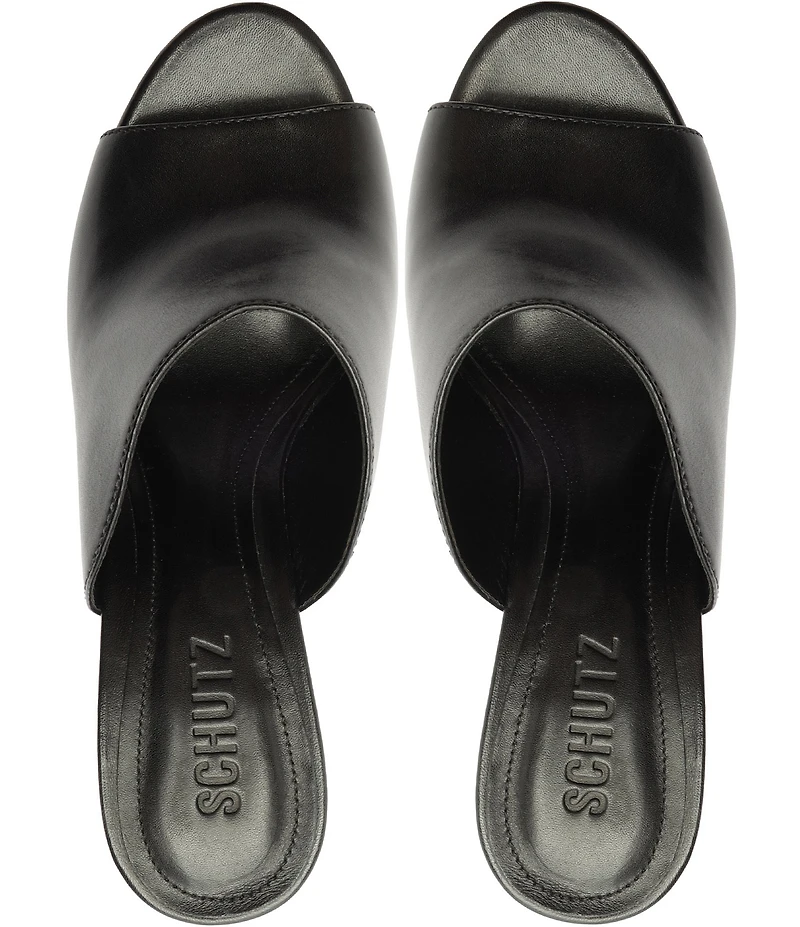 Schutz Esme Leather Block Heel Dress Slide Sandals