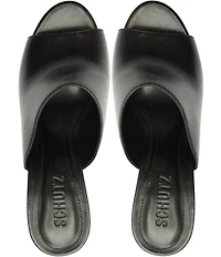 Schutz Esme Leather Block Heel Dress Slide Sandals