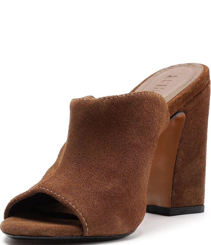 Schutz Esme Suede Block Heel Dress Slide Sandals