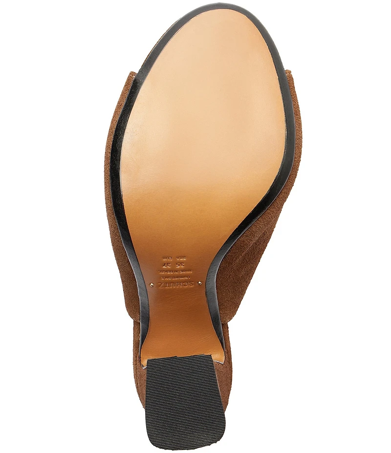 Schutz Esme Suede Block Heel Dress Slide Sandals