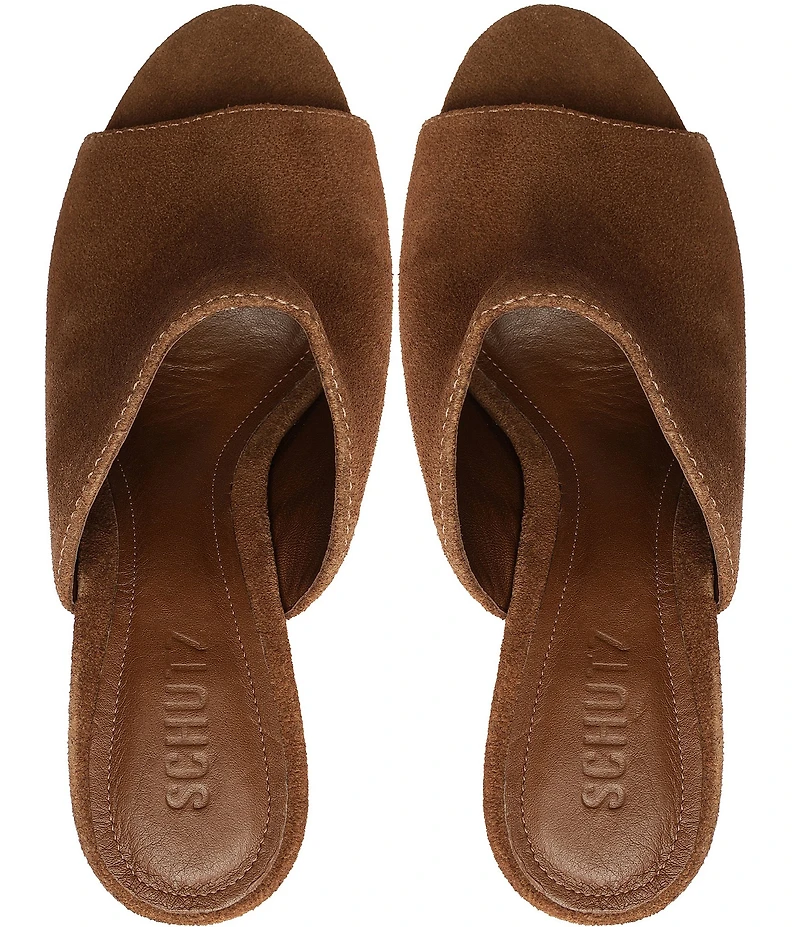 Schutz Esme Suede Block Heel Dress Slide Sandals