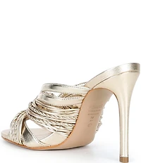 Schutz Gaya Knotted Metallic Leather Slide Stiletto Dress Sandals