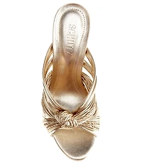 Schutz Gaya Knotted Metallic Leather Slide Stiletto Dress Sandals