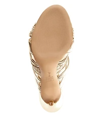 Schutz Gaya Knotted Metallic Leather Slide Stiletto Dress Sandals