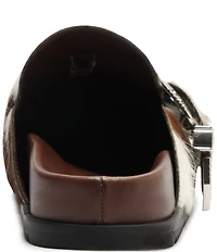 Schutz Grace Cow Print Hair Calf Western Buckle Hardware Clogs