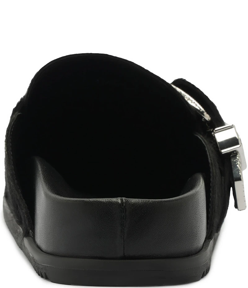 Schutz Grace Hair Calf Western Buckle Hardware Strap Clogs