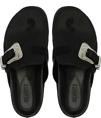 Schutz Grace Hair Calf Western Buckle Hardware Strap Clogs