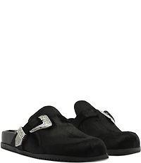 Schutz Grace Hair Calf Western Buckle Hardware Strap Clogs