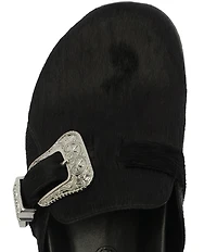 Schutz Grace Hair Calf Western Buckle Hardware Strap Clogs