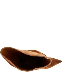 Schutz Harriet Slouch Nubuck Mid Calf Block Heel Boots