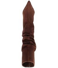 Schutz Harriet Slouch Nubuck Mid Calf Block Heel Boots