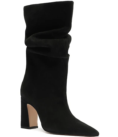 Schutz Harriet Suede Slouch Shaft Mid Calf Boots