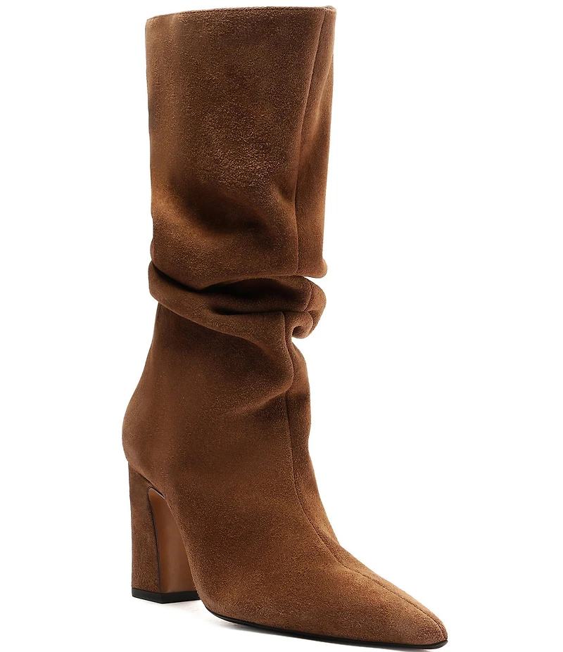 Schutz Harriet Suede Slouch Shaft Mid Calf Boots