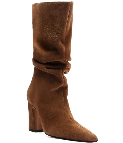 Schutz Harriet Suede Slouch Shaft Mid Calf Boots