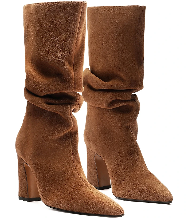 Schutz Harriet Suede Slouch Shaft Mid Calf Boots