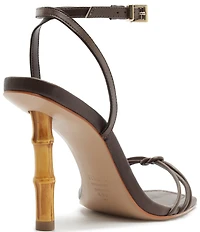 Schutz Haven Bamboo Leather Ankle Strap Dress Sandals