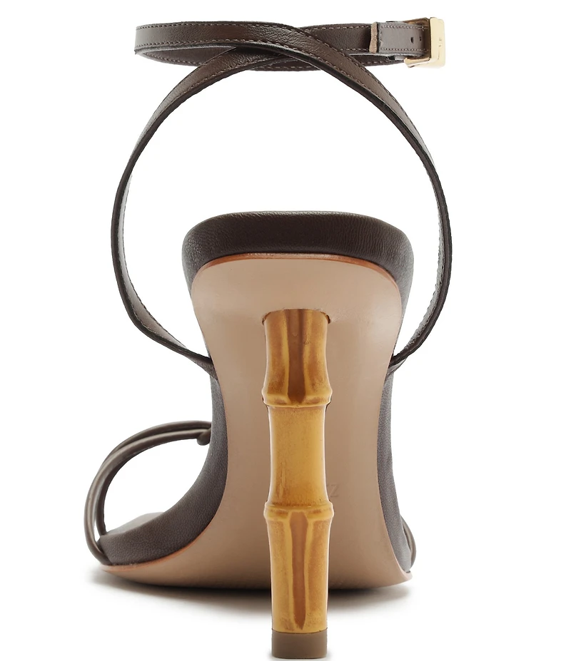 Schutz Haven Bamboo Leather Ankle Strap Dress Sandals