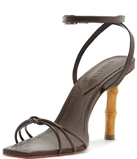 Schutz Haven Bamboo Leather Ankle Strap Dress Sandals