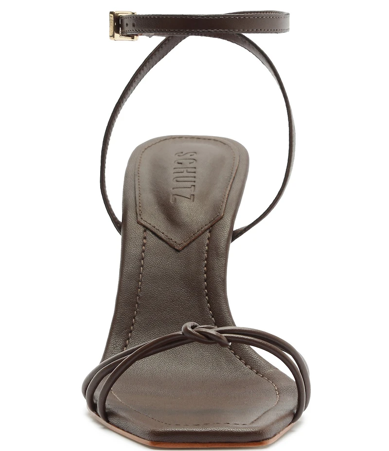 Schutz Haven Bamboo Leather Ankle Strap Dress Sandals