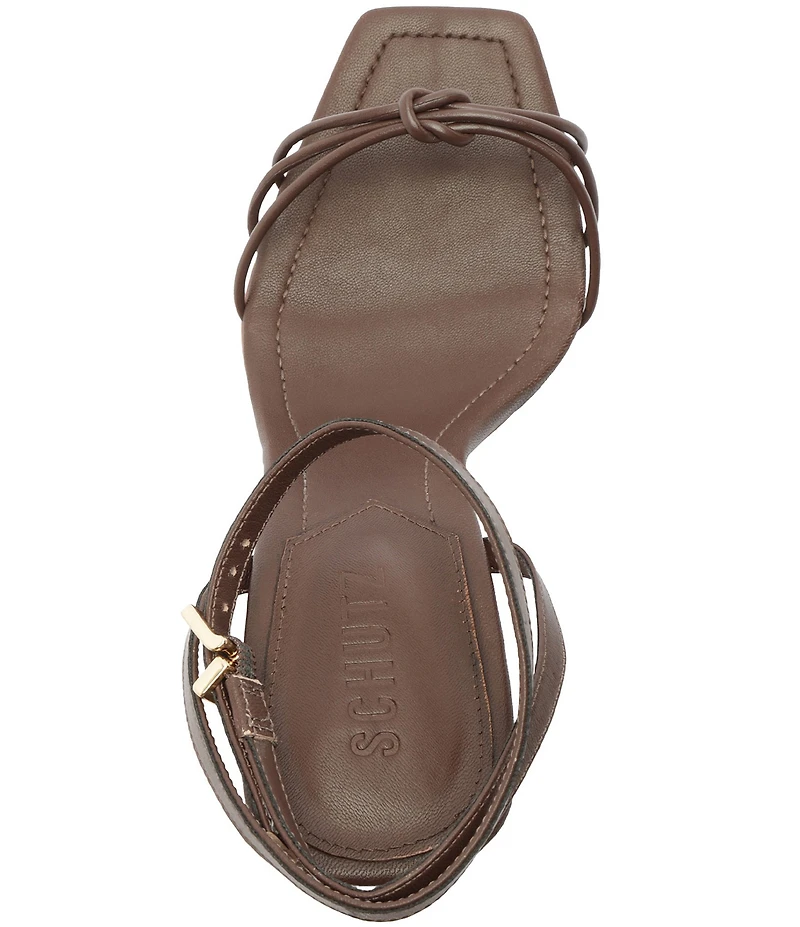 Schutz Haven Bamboo Leather Ankle Strap Dress Sandals
