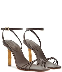 Schutz Haven Bamboo Leather Ankle Strap Dress Sandals