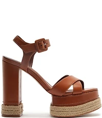 Schutz Hilda Rope High Leather Platform Block Heel Sandals