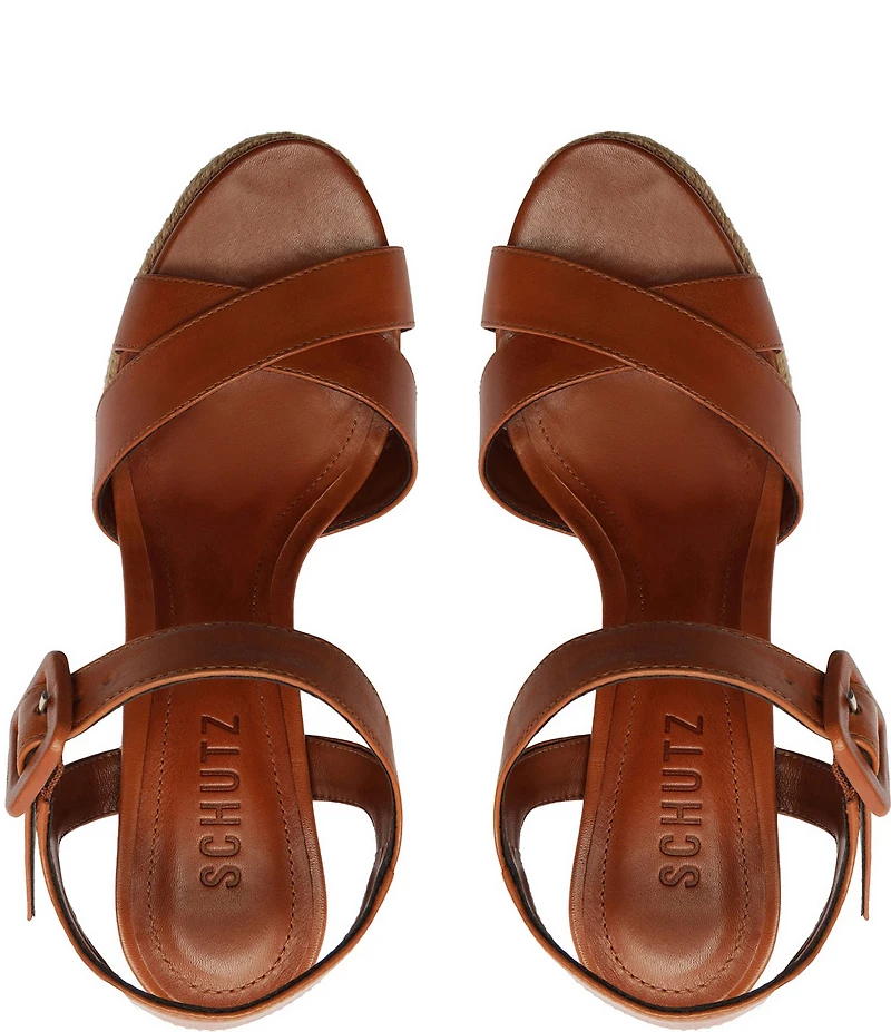 Schutz Hilda Rope High Leather Platform Block Heel Sandals