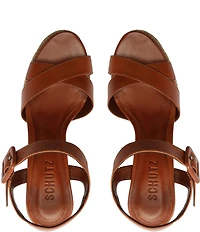 Schutz Hilda Rope High Leather Platform Block Heel Sandals