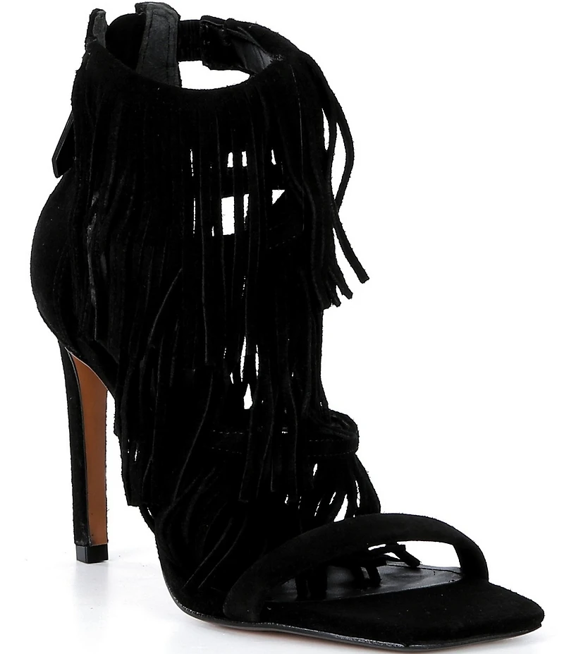 Schutz Indie Fringe Suede High Heel Sandals