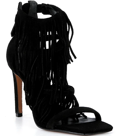 Schutz Indie Fringe Suede High Heel Sandals