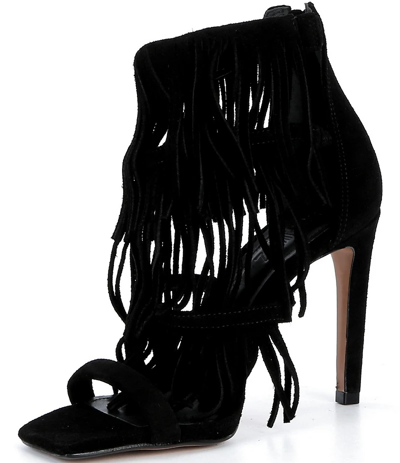 Schutz Indie Fringe Suede High Heel Sandals
