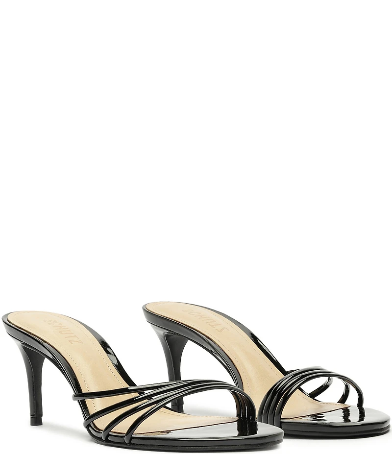 Schutz Inez Mule Patent Leather Dress Slide Sandals