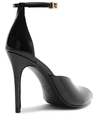 Schutz Ingrid Lace Patent Leather Ankle Strap Pointed Peep Toe Dress Sandals