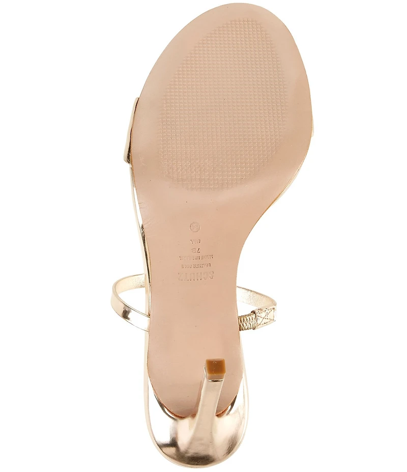 Schutz Jessica Mirror Metallic Leather Dress Slide Stiletto Sandals