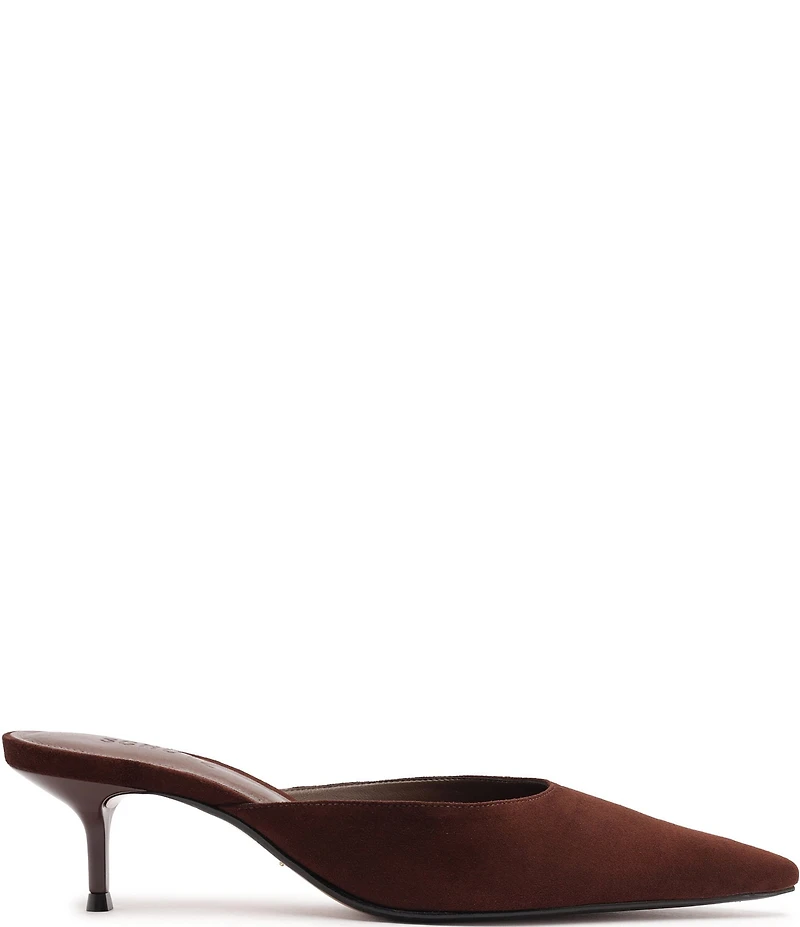 Schutz Julie Suede Pointed Toe Dress Mules