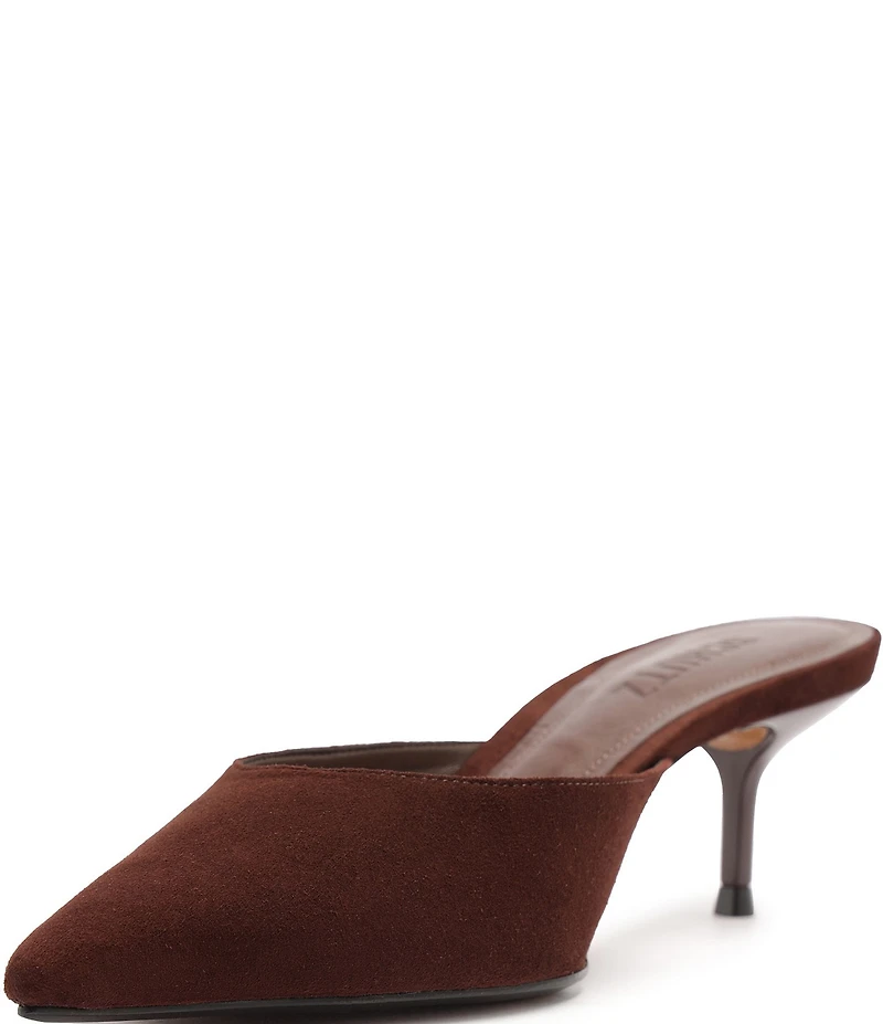 Schutz Julie Suede Pointed Toe Dress Mules