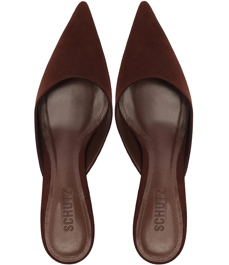 Schutz Julie Suede Pointed Toe Dress Mules