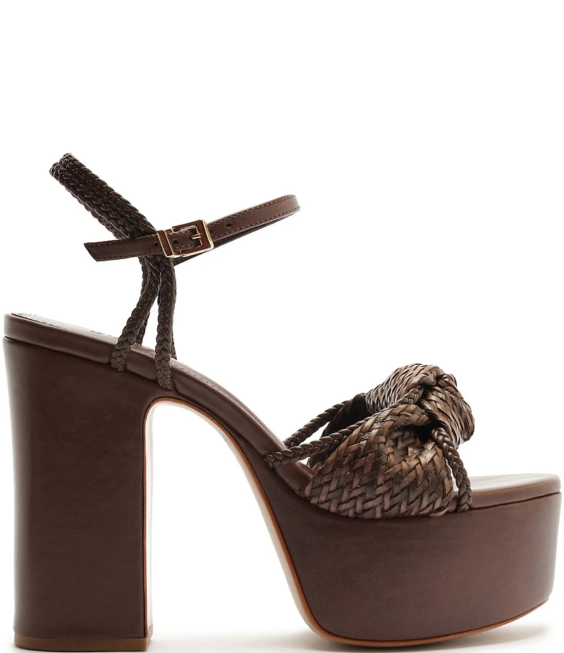 Schutz Kalina Woven Knotted Platform Block Heel Sandals