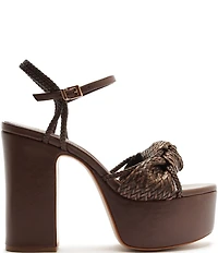 Schutz Kalina Woven Knotted Platform Block Heel Sandals