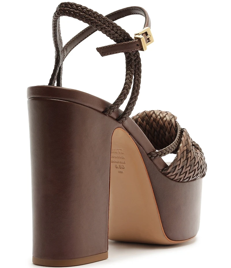 Schutz Kalina Woven Knotted Platform Block Heel Sandals