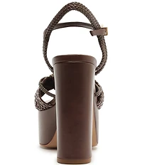 Schutz Kalina Woven Knotted Platform Block Heel Sandals