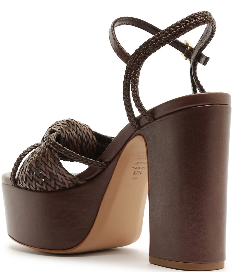 Schutz Kalina Woven Knotted Platform Block Heel Sandals