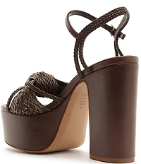 Schutz Kalina Woven Knotted Platform Block Heel Sandals