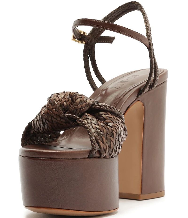 Schutz Kalina Woven Knotted Platform Block Heel Sandals