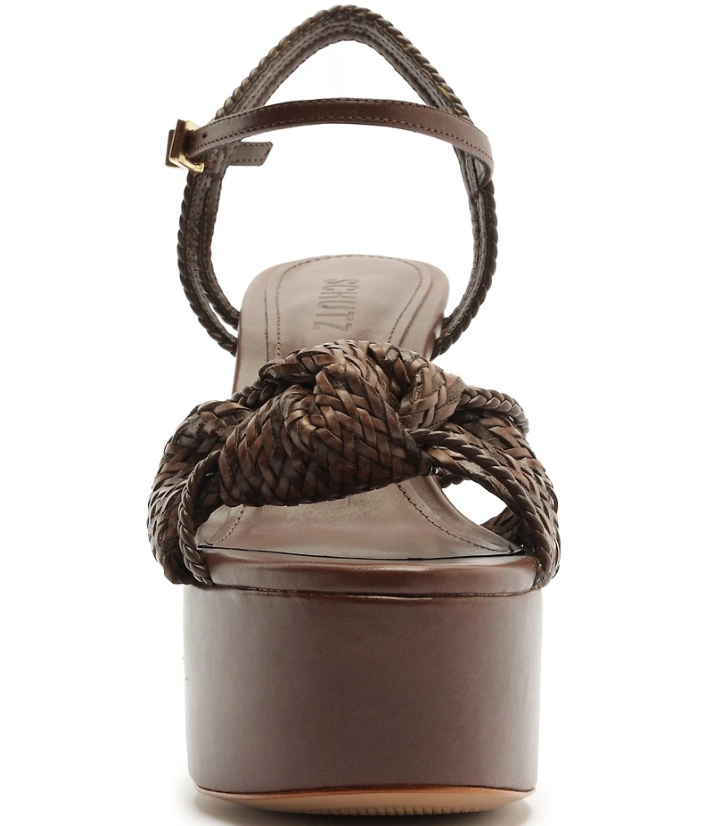 Schutz Kalina Woven Knotted Platform Block Heel Sandals