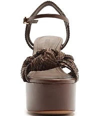 Schutz Kalina Woven Knotted Platform Block Heel Sandals